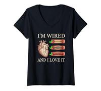 Women's I'm Wired and I Love It - Stent V-Neck T-Shirt