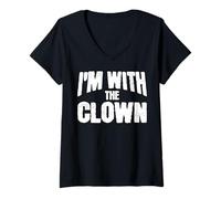 Womens I'm with The Clown Funny Matching Halloween Costume V-Neck T-Shirt