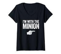 Womens I'm with The Minion Shirt Adult Kids Men Women Costume V-Neck T-Shirt