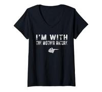 Women's Im with The Mother Nature Couples Matching Costume Halloween V-Neck T-Shirt