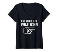 Womens I'm with The Politician Funny Couples Matching Halloween V-Neck T-Shirt