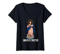 Womens Immaculate Conception Mary Breviarium Traditional Catholic V-Neck T-Shirt