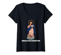 Womens Immaculate Conception Mary Breviarium Traditional Catholic V-Neck T-Shirt