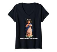 Womens Immaculate Conception Mary Breviarium Traditional Catholic V-Neck T-Shirt