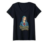 Women's Immaculate Heart of Mary Marian Catholic V-Neck T-Shirt