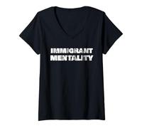 Womens Immigrant Mentality T shirt V-Neck T-Shirt