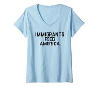 Womens Immigrants Feed America USA V-Neck T-Shirt