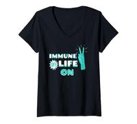 Womens Immune Off Life On Motivational Healing Humor Statement V-Neck T-Shirt