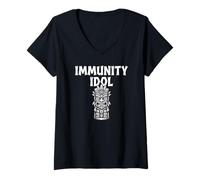 Women's Immunity Idol Tropical Island Totem Graphic Reality Fan V-Neck T-Shirt