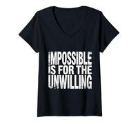 Women's Impossible is for The Unwilling Resilient Motivation - V-Neck T-Shirt