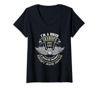Women's in a Biker Grandpa just Like a Grandpa exept Much Cooler V-Neck T-Shirt