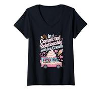 Womens in A Committed Relationship with Ice Cream V-Neck T-Shirt