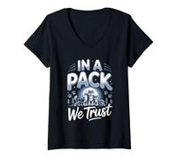 Women's in a Pack We Trust Wolf Wolves V-Neck T-Shirt