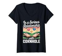 Women's in A Serious Relationship with Cornhole Fun V-Neck T-Shirt
