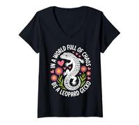 Womens in a World Full of Chaos Be a Leopard Gecko Fans Nature Fun V-Neck T-Shirt