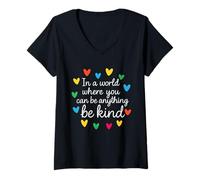 Women's in A World Where You Can Be Anything Be Kind Autism V-Neck T-Shirt