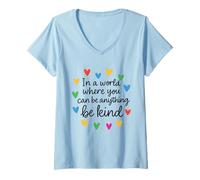 Women's in A World Where You Can Be Anything Be Kind Autism V-Neck T-Shirt