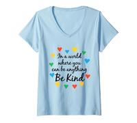 Women's in A World Where You Can Be Anything Be Kind Autism V-Neck T-Shirt