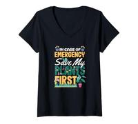 Womens in Case of Emergency Save My Plants First Funny Plant Lover V-Neck T-Shirt