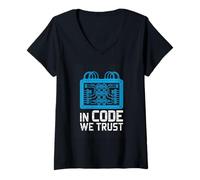 Women's in Code We Trust Programmer Coding Software Geek V-Neck T-Shirt