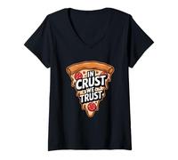 Womens in Crust We Trust Funny Pizza Enthusiast V-Neck T-Shirt