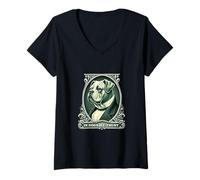 Womens In English Bulldog We Trust Funny Vintage Bulldog Dog V-Neck T-Shirt