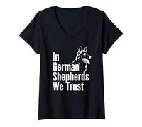 Women's in German Shepherds We Trust, Funny German Shepherd V-Neck T-Shirt