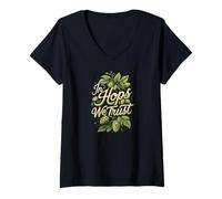 Womens In Hops We Trust Craft Beer Brewing Hops Design V-Neck T-Shirt
