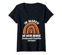 Women's in March We Wear Orange Developmental Disabilities V-Neck T-Shirt