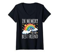Womens in Memory of My Best Friend Rainbow Bridge Cat Lover V-Neck T-Shirt