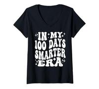 Womens In My 100 Days Smarter Era Student Learning Milestone V-Neck T-Shirt