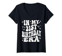 Womens In My 21st Birthday Era Twenty One Year Old Legal Adult V-Neck T-Shirt