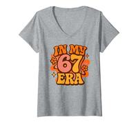 Women's in My 67 Era - Funny Retro Groovy Italian Brainrot V-Neck T-Shirt
