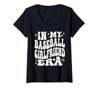 Womens in My Baseball Girlfriend Era - Funny Baseball GF V-Neck T-Shirt