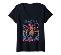 Womens in My Black Cowgirl Era Glam Western Afro Style Women Men V-Neck T-Shirt