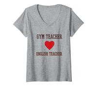Womens in My Engaged Era Gym X English Teacher Collegiate V-Neck T-Shirt