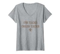 Womens in My Engaged Era Gym X English Teacher Cupid V-Neck T-Shirt