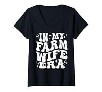 Womens In My Farm Wife Era Country Lifestyle Agriculture Marriage V-Neck T-Shirt