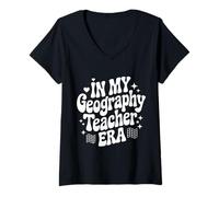 Women's in My Geography Teacher Era, Funny Social Studies Instructor V-Neck T-Shirt