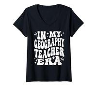 Womens in My Geography Teacher Era Social Studies Educator V-Neck T-Shirt