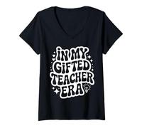 Women's in My Gifted Teacher Era, Funny Gifted Talented Educator V-Neck T-Shirt