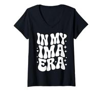 Women's in My Ima Era, Funny Proud Hebrew Mom V-Neck T-Shirt