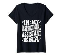 Womens in My Instructional Assistant Era, Funny Teacher Aide V-Neck T-Shirt
