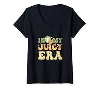 Womens In My Juicy Era Funny Muskmelons For Cantaloupe Enthusiasts V-Neck T-Shirt