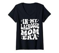 Womens in My Lacrosse Mom Era, Funny Lax Mom Mother V-Neck T-Shirt
