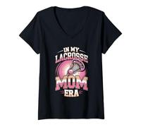 Women's in My Lacrosse Mom Era Pink Lax Mothers Day V-Neck T-Shirt