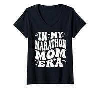 Womens in My Marathon Mom Era, 26.2 Runner Racing Day Mama V-Neck T-Shirt