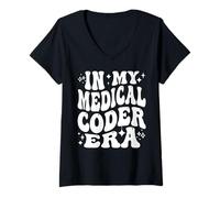Womens in My Medical Coder Era Healthcare Coding Life V-Neck T-Shirt