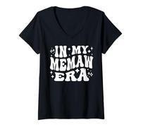 Womens in My Memaw Era, Grandmother, Southern Grandma V-Neck T-Shirt
