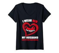 Womens In my memory of my husband CONGESTIVE HEART FAILURE V-Neck T-Shirt
